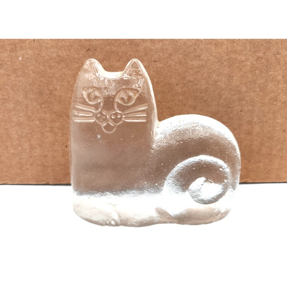 Lisa Larson Cat Crystal Glass Ornament Royal Krona 1970S Vintage Zoo Series